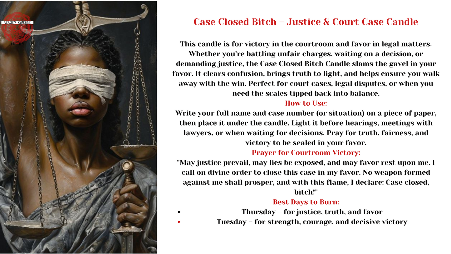 CASE CLOSED BITCH - JUSTICE & COURT CASE CANDLE